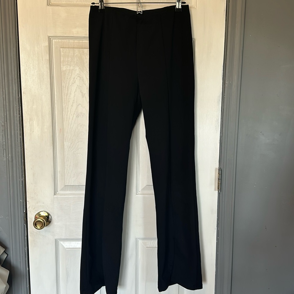 Black dress pants with split hem
